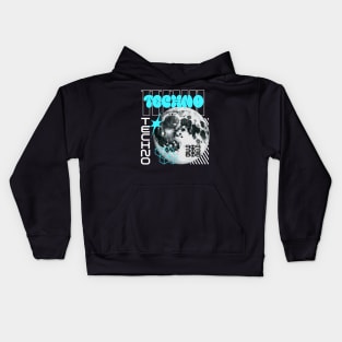 TECHNO  - Y2K Planet (Blue) Kids Hoodie